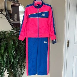 Brand New Nike Pink & Blue Tracksuit Zip Up Jacket Track Pants Sporty Activewear